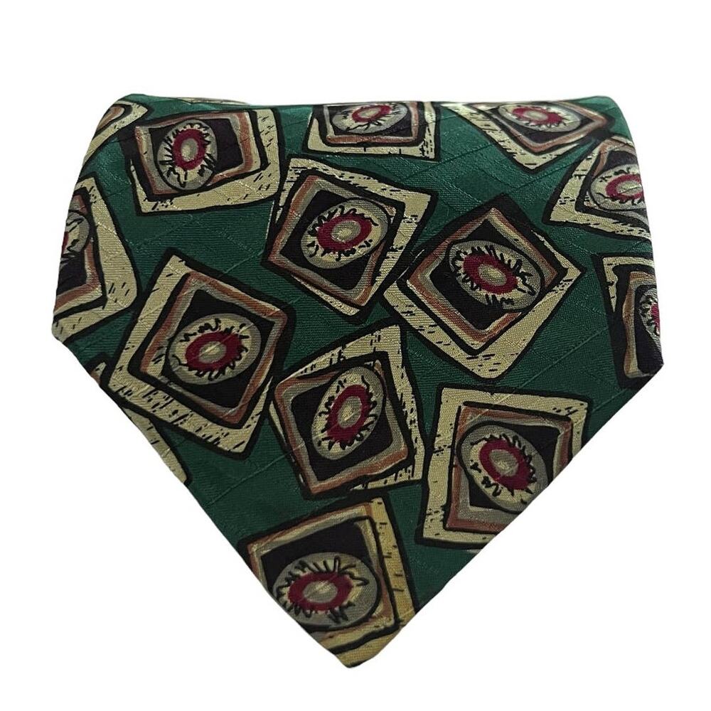 Robert Talbott Studio Green Black Square Oval Geo… - image 2